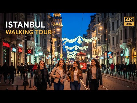 Istiklal Street Istanbul Walking Tour | Taksim to Nevizade Night Walk in 4K!
