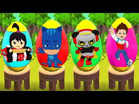 Tag with Captain Combo Panda vs PJ Masks Catboy vs Ryder vs Micro Mecha Mystery Surprise Egg