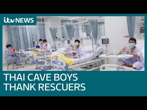 Thai boys saved from cave thank rescuers as they recover in hospital | ITV News
