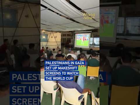 Palestinians in Gaza set up makeshift screens to watch the World Cup #worldnow