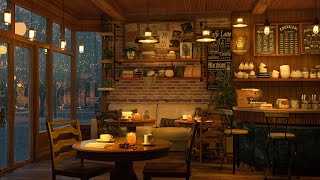 4K Cozy Coffee Shop with Smooth Piano Jazz Music for Relaxing, Studying and Working