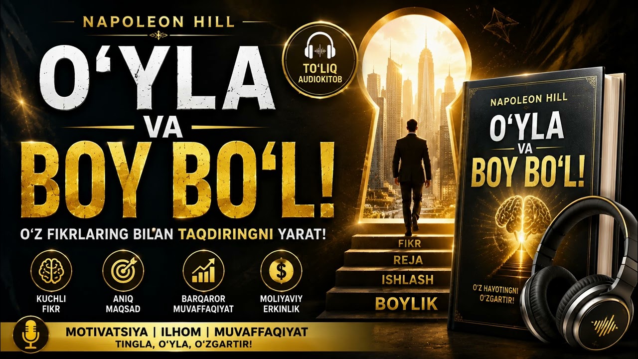 O‘YLA VA BOY BO‘L | TO‘LIQ AUDIOKITOB | Napoleon Hill | O‘zbek Tilida 🚀