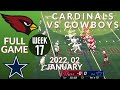 CARDINALS Vs COWBOYS FULL GAME Week 17 | American Football 2022, January 02, Match NFL 2021-2022