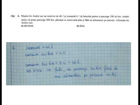 Masina lui Andrei are un rezervor de 46l si consuma 6l de benzina pentru a parcurge 100 de km