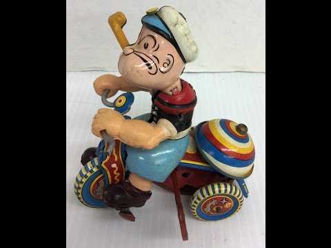 1950's Vintage Popeye Tin Lithograph Wind-Up Toy