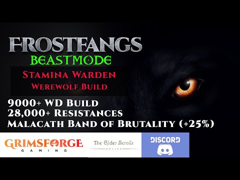 ESO Stamina Warden "Frostfangs" Beastmode Werewolf Build. 9k+ Weapon Damage!