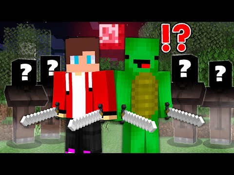 JJ and Mikey ESCAPING THE HAUNTED VILLAGE in Minecraft Challenge - JJ and Mikey Maizen Mizen