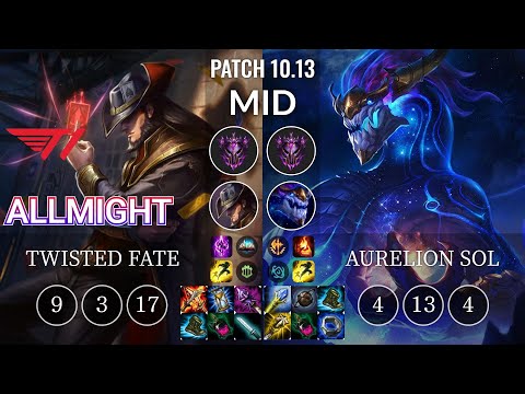 T1 Allmight Twisted Fate vs Aurelion Sol Mid - KR Patch 10.13