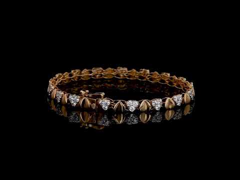 Heart-Shape Diamond Cluster Link Bracelet (FLBR-0120)