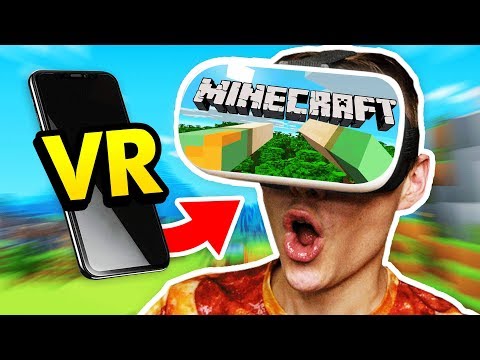 PLAYING MINECRAFT ON MY PHONE IN VIRTUAL REALITY (Minecraft VR iPhone/Android Mobile Funny Gameplay)