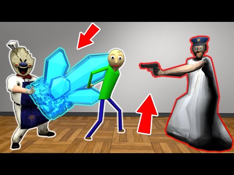 Granny policeman vs Ice Scream and Baldi robbers - funny horror animation parody (p.169)