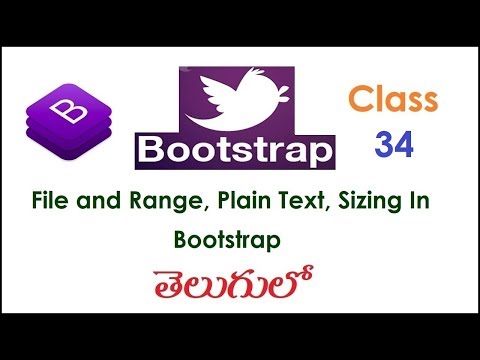 File and Range, Plain Text, Sizing In Bootstrap Telugu 34 I Bootstrap Tutorials I Classes