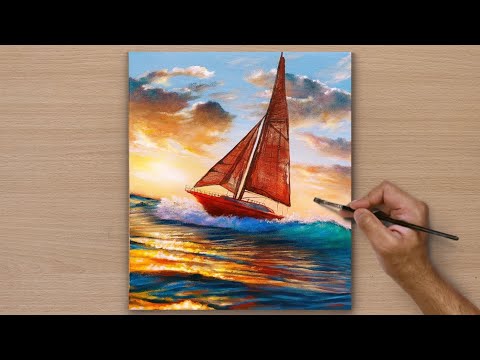 Draw a Sunset Seascape / Acrylic Paintings  / Art paintings