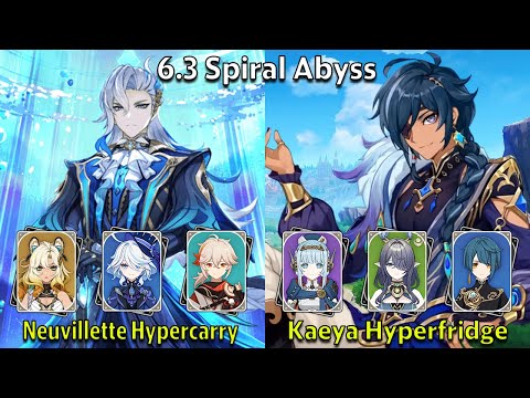 C0 Neuvillette Hypercarry & C6 Kaeya Hyperfridge - Genshin Impact 6.3 Spiral Abyss Full Clear