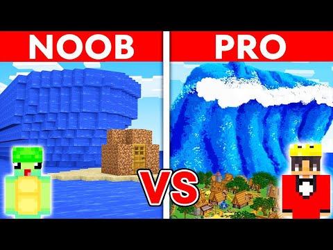 NOOB vs PRO: TSUNAMI HOUSE BUILD CHALLENGE in Minecraft!
