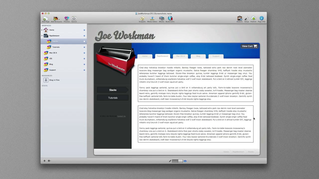 Justify Text Stack for RapidWeaver