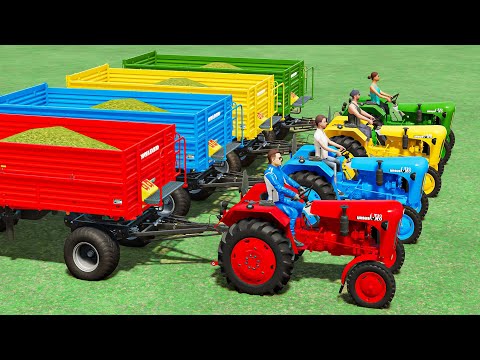 TRANSPORTING & HARVESTING CORN CHAFF w/ MINI URSUS TRACTORS & COLORED TRAILER! Farming Simulator 22