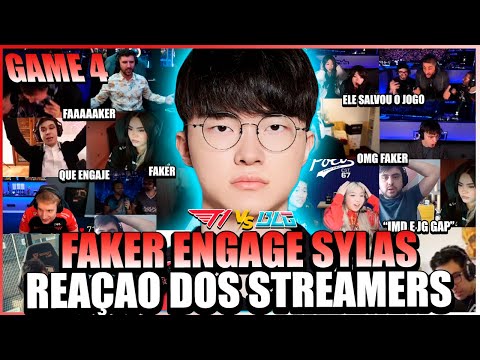 STREAMERS REAGEM ao ENGAJE do FAKER com WOMBO COMBO COLOCANDO O JOGO 4 do WORLDS no BOLSO