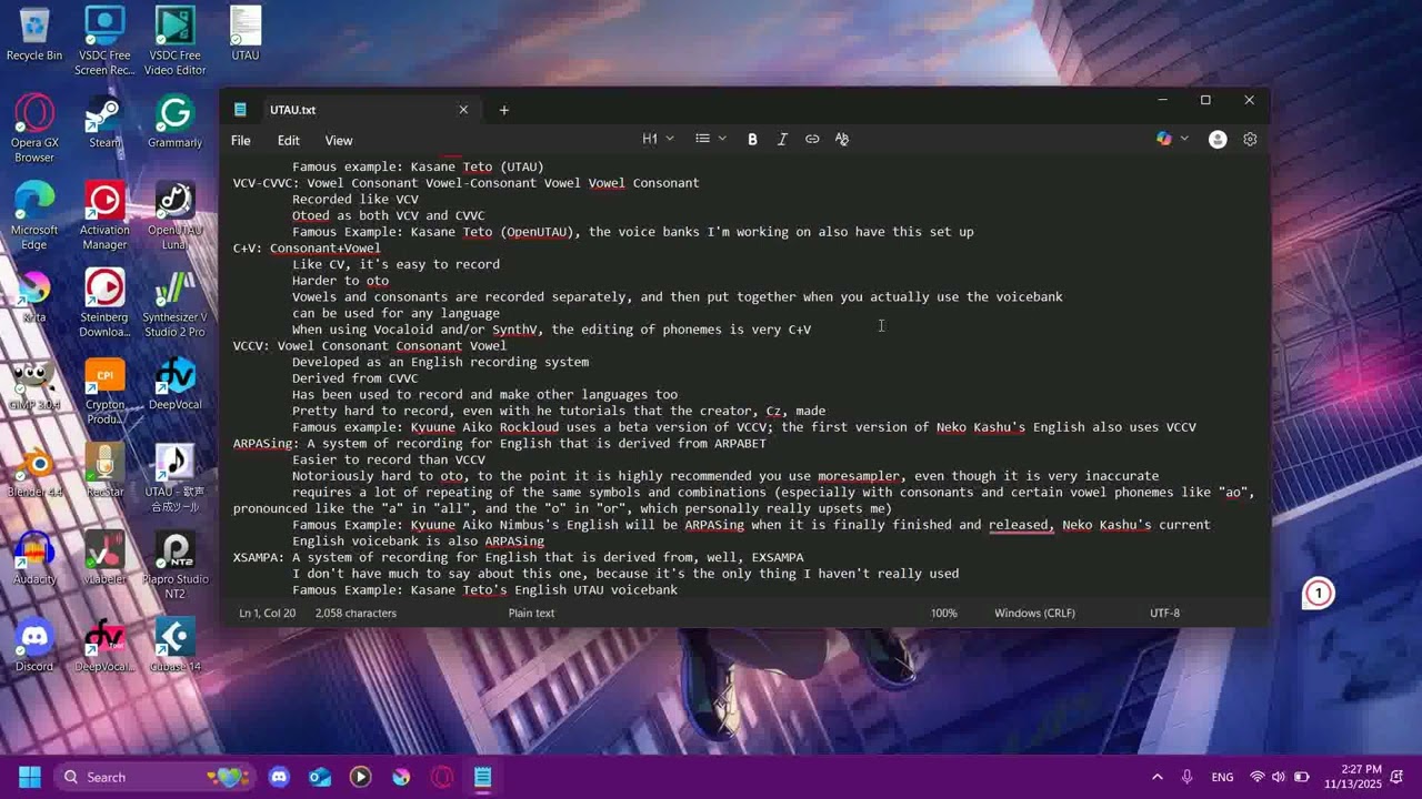 Basics of UTAU Voicebank Types