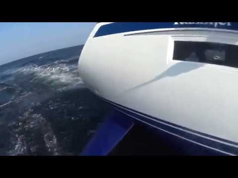 Hallberg-Rassy 44 with twin rudder blades sailing