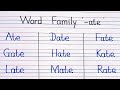 Word Families Part - 30|Word Family ' - ate '|' - ate ' Words For Kids|Phonics For Kids|