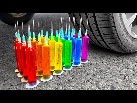 The Best compilation of Crushing things with Car wheel ASMR | Car vs Giant balloons with toothpaste