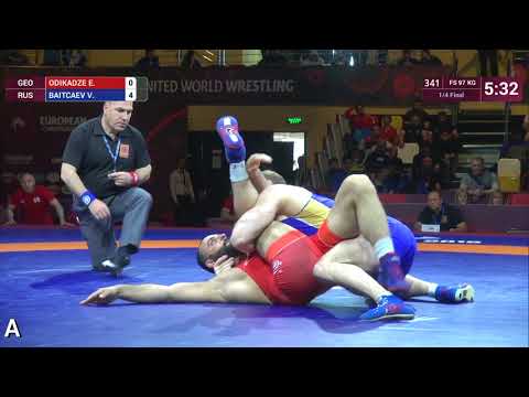 1/4 FS - 97 kg: E. ODIKADZE (GEO) v. V. BAITCAEV (RUS)