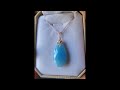 14k Rose Gold Necklace with Briolette 31x16 mm Aqua Blue Chalcedony