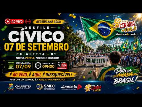 🔴 AO VIVO | DESFILE CÍVICO 7 DE SETEMBRO EM CHIAPETTA-RS | SEGUNDA-FEIRA ÀS 9H