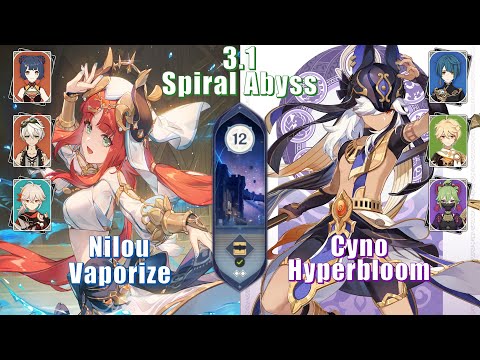 Nilou Vaporize & Cyno Hyperbloom - 3.1 Spiral Abyss Floor 12 9 Stars | Genshin Impact