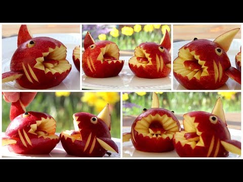 Super Fruits Decoration Ideas -Apple Shark fruit plate design