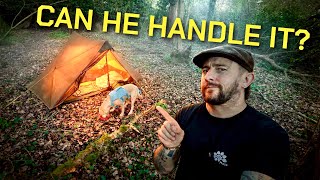 Winter Wild Camping in UK Woodland | Can he carry his own gear?