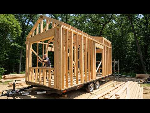 Man Creates a Mobile Home on a 20-Foot Trailer | from beginning to end @buildersblueprint​