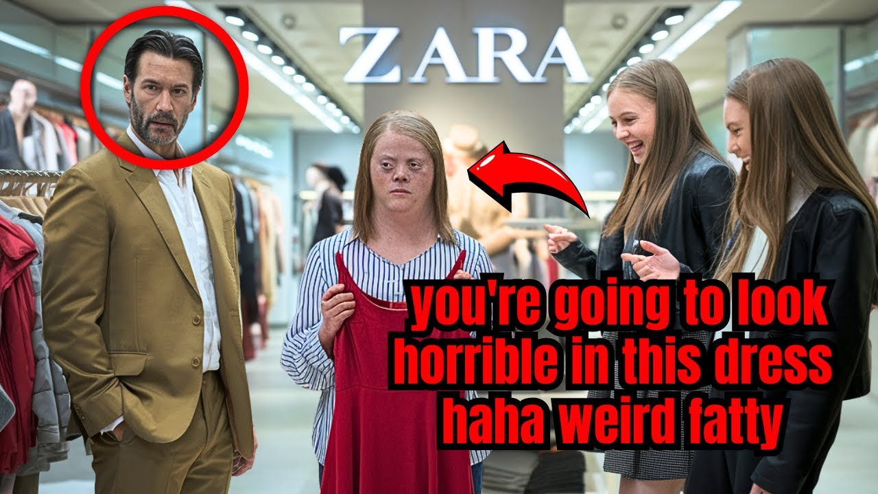 Woman with down syndrome is BULLIED by mean girls in store - They Freeze When Keanu Reeves Appears