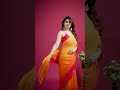 Embellished Ombre Solid Plain Bollywood Satin Saree Orange Red
