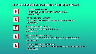 NÖBETÇİ ECZANELER(13 EYLÜL)