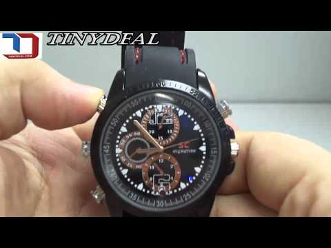 4 gb memory watch spy camera with black silicone chain