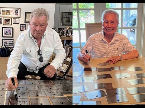 New Star Trek Merch: William Shatner & George Takei Signed Plaques, Giant USS TITAN Model, Figurines