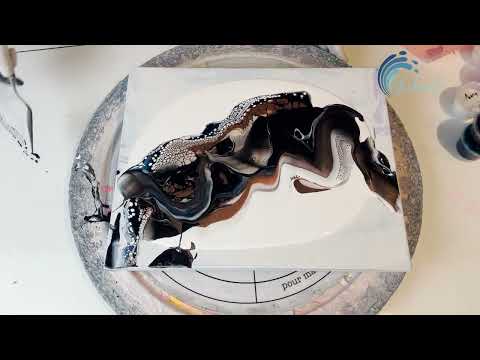 406. Sheleeart - Acrylic Pouring - Big Earthy - Golds and Brown - See the dried art at the end