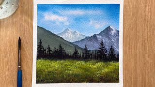 Watercolor Painting for Beginners | Easy Step by Step Watercolor Tutorial | Mountain Scenery