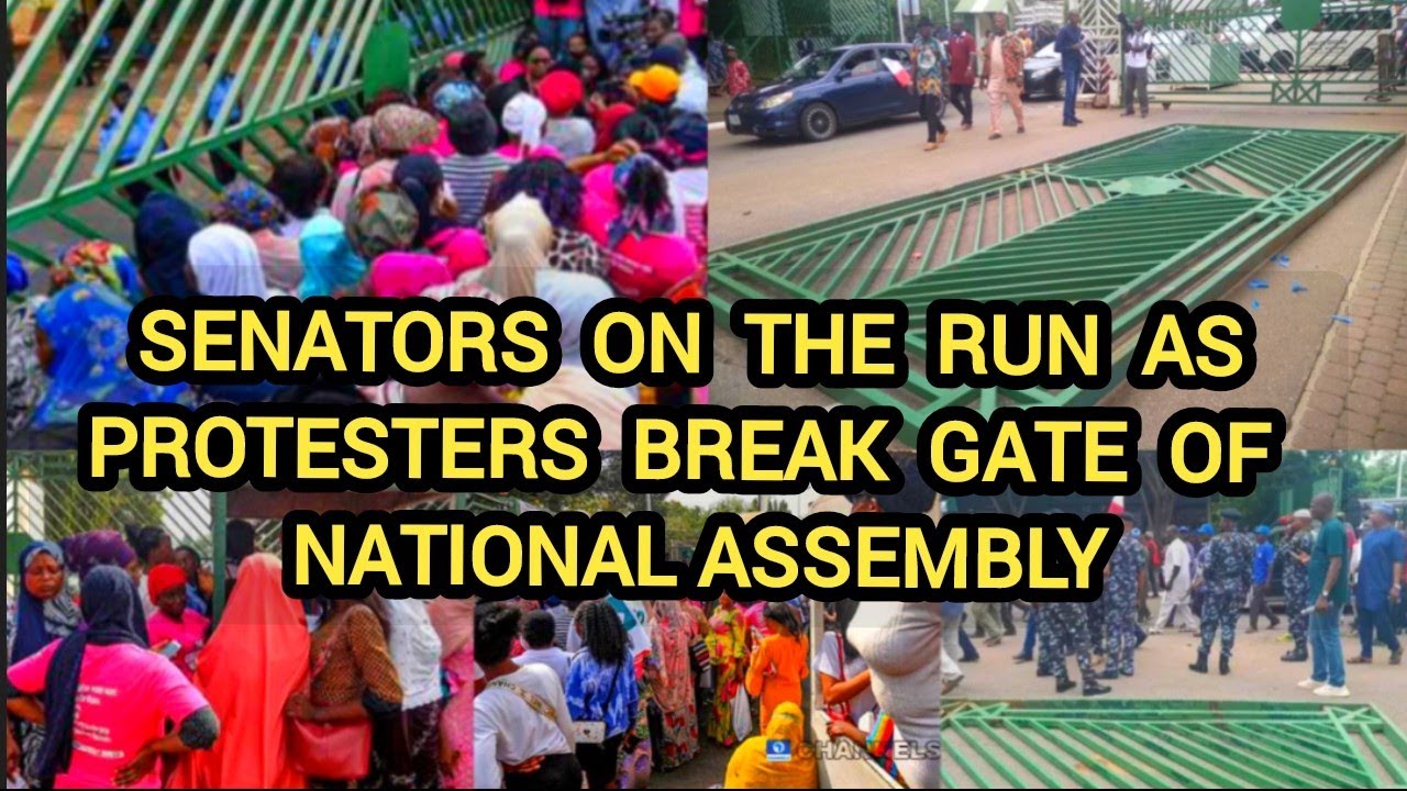 Senators on The Run as A'ngry Protesters Break Down National Assembly Gate, TUC & NLC Nationwide