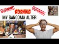 BURNING MY SANGOMA S ALTER ORNAMENTS BONES
