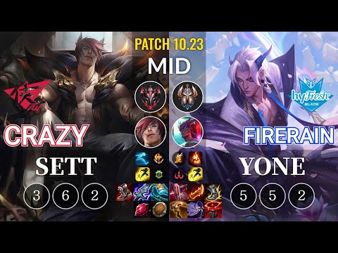 RW Crazy Sett vs hyF FireRain Yone Mid - KR Patch 10.23