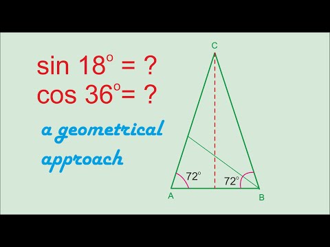 sin 18 degrees l cos 36 degrees l geometrical approach l angle bisector l similar triangles