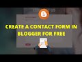 Add Contact Form In Blogger Blog for Free Add Contact Form In Blogger Blog for Free