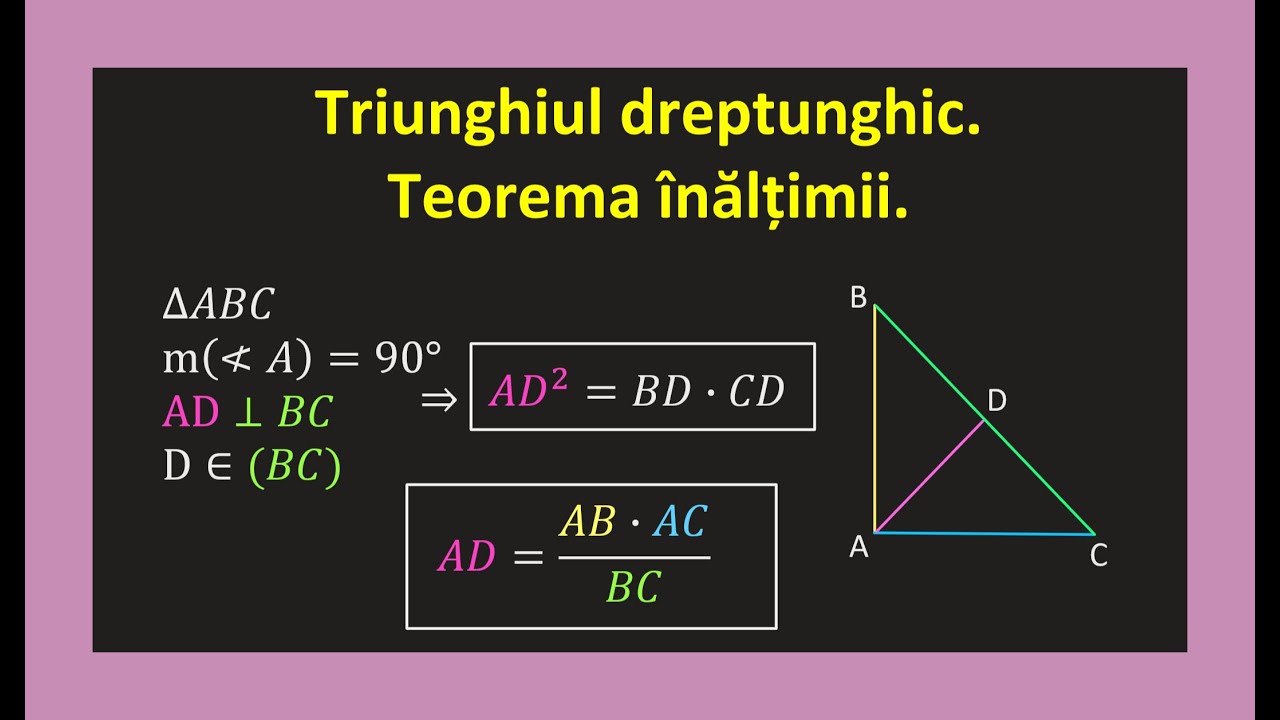 Watch Formula Inaltimii In Triunghi Dreptunghic Now Relatii metrice in triunghiul dreptunghic teorema inaltimii clasa 7 probleme(Invata Matematica Usor)