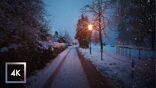 Heavy Snowfall Walk in Hallstatt, Austria, Windy Binaural Winter Sounds ❄️ ASMR