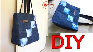 UPCYCLED SKIRT WAISTBAND BAG | LARGE WIDE BOTTOM BAG SEWING TUTORIAL