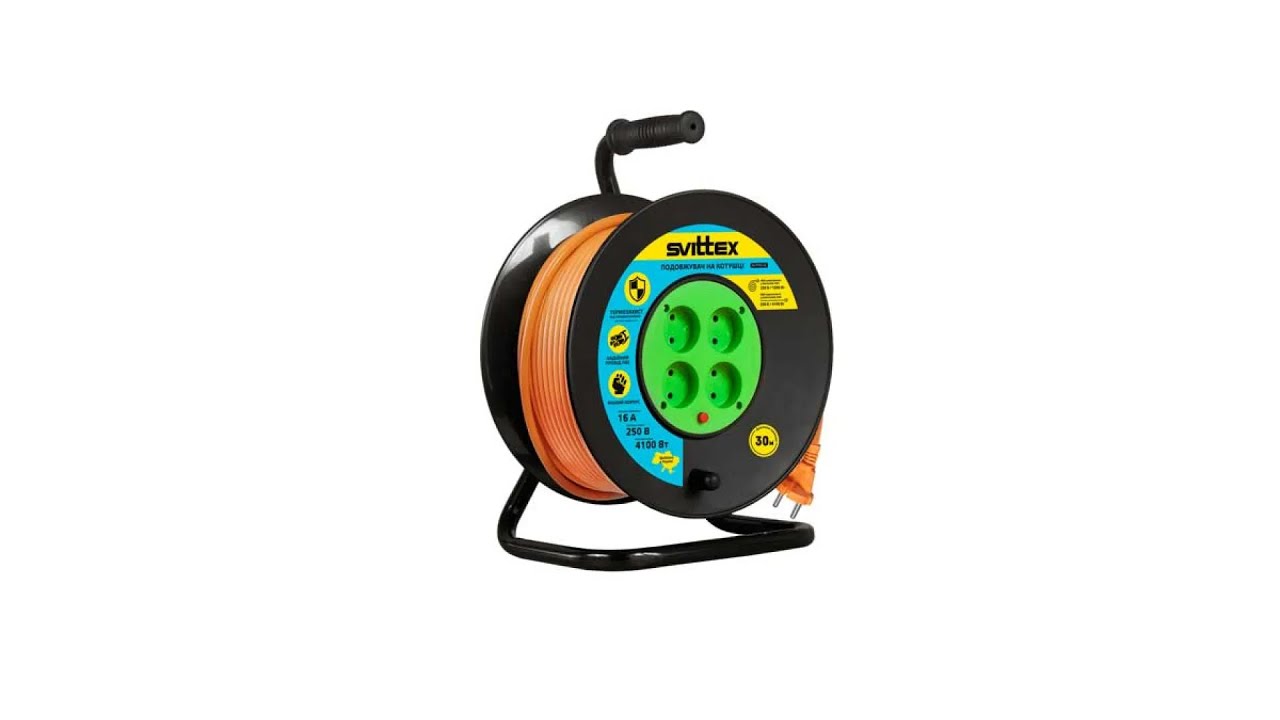 Подовжувач на котушці SVITTEX Профі 30 м з термозахистом SV-019-О