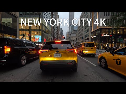 Driving Downtown - New York City - Sunset Drive 4K